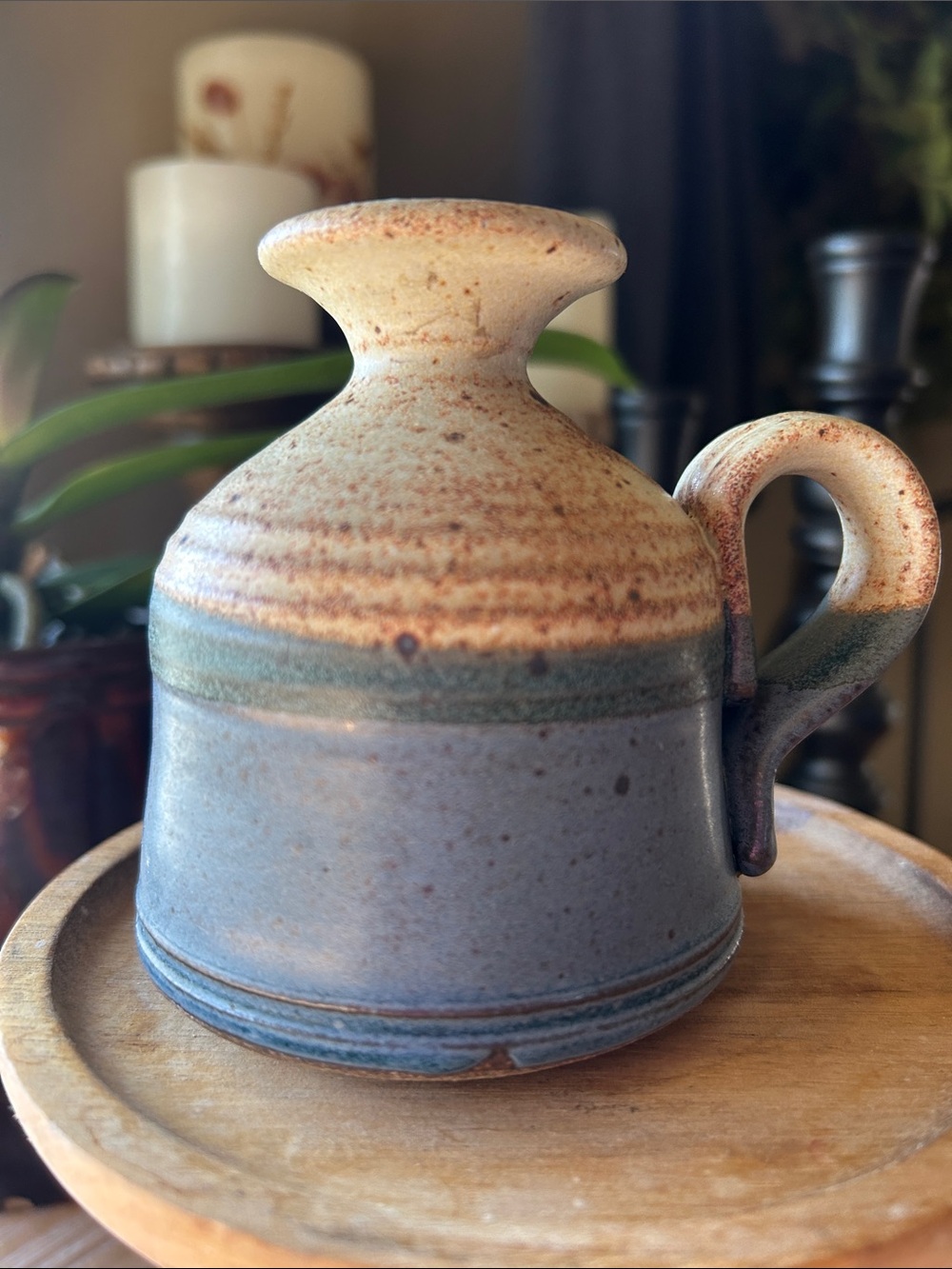 Vintage Stearns Handcraft Stoneware Signed Pitcher Jug Bud Vase
